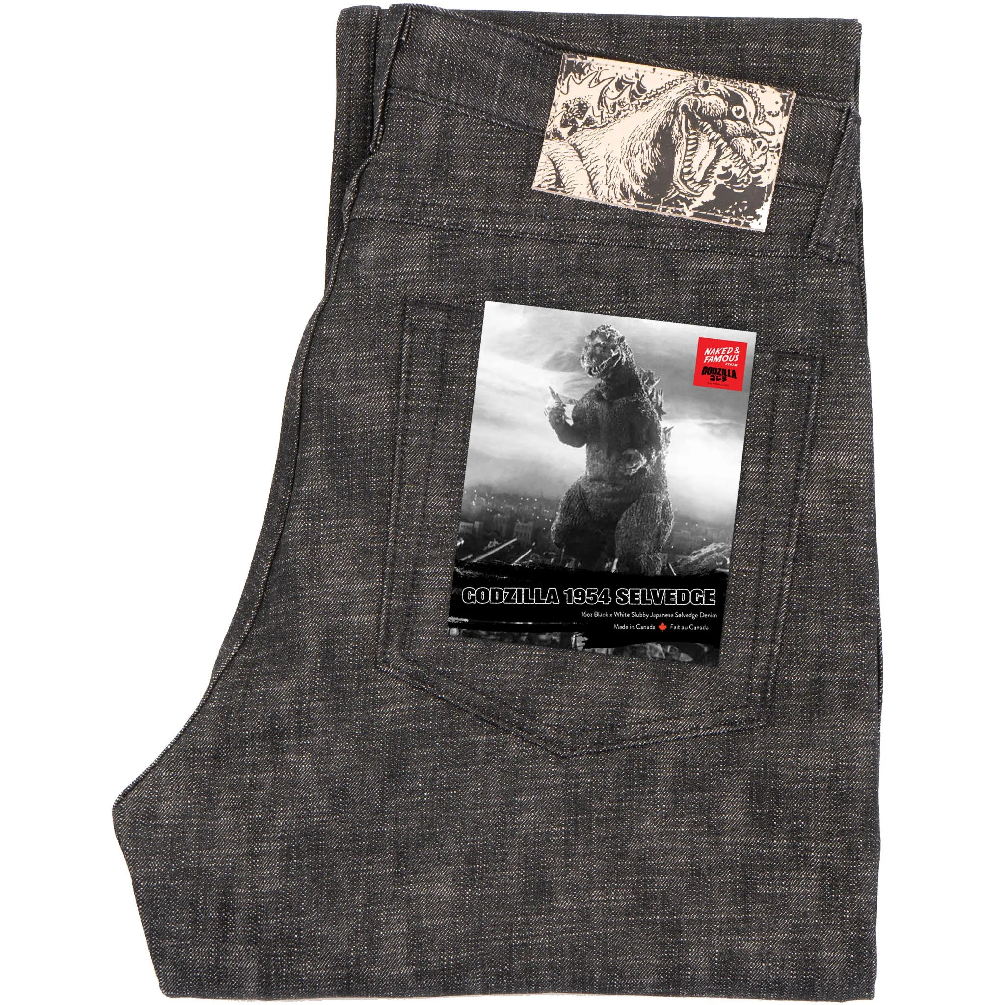 Easy Guy - 1954?Godzilla?Selvedge - Black High-waisted Fitted Comfort