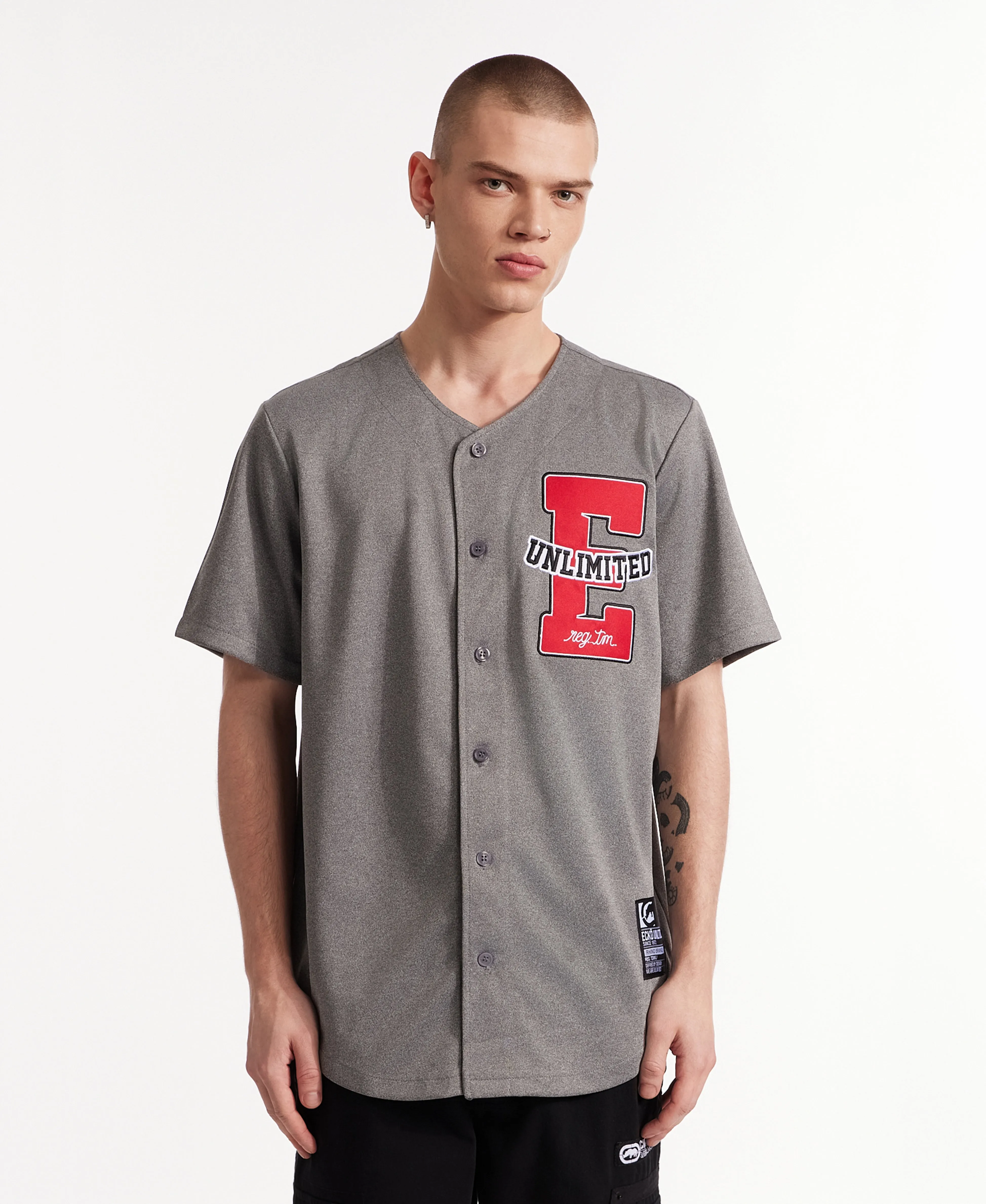 Ecko Unltd. The Dinger Button Front Top Denim Blend