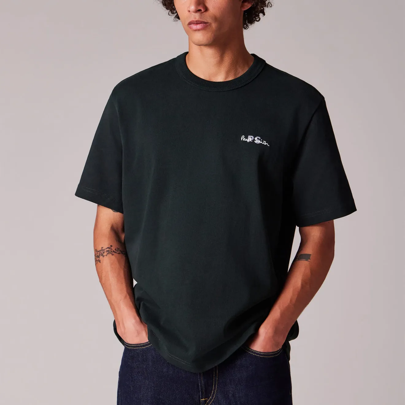 Paul Smith Logo Embroidery Cotton T-Shirt Dark Green QuickDry Sport Performance Fit