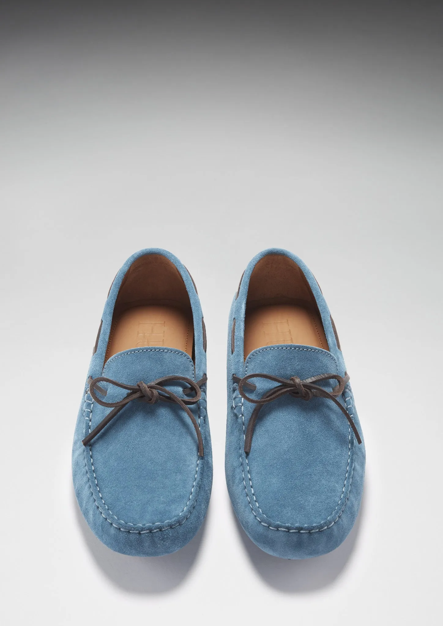 Even Walk Light Fit Laced Driving Loafers, petrol blue suede