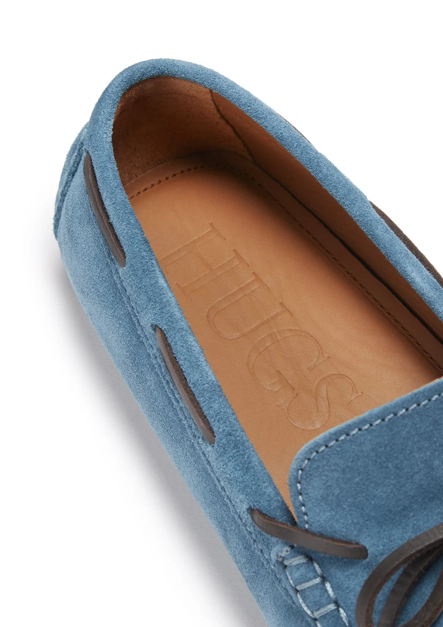 Laced Driving Loafers, petrol blue suede Day Wear Heel Soft