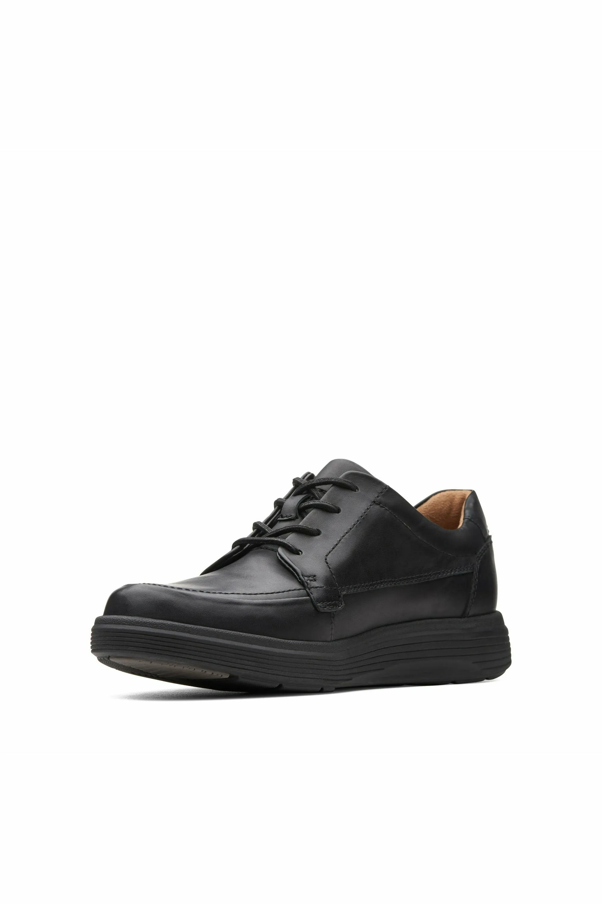 Clarks Un Abode Ease in black leather Extra Wide Foot Glow