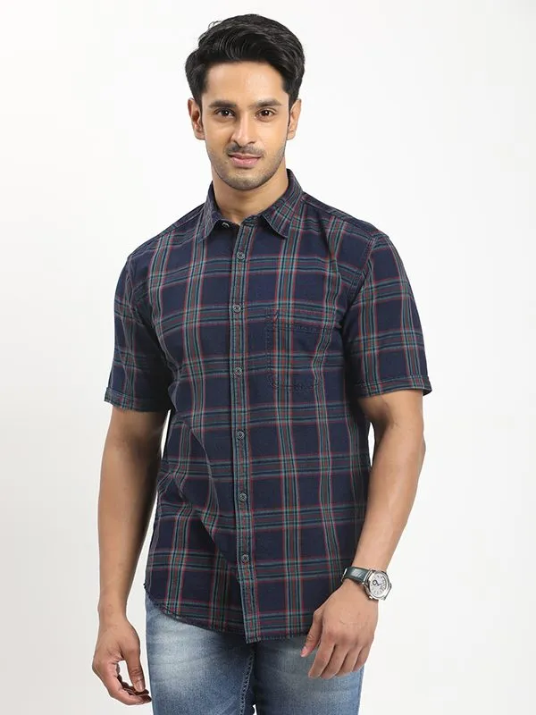 Men Checked Half Sleeve Cotton Shirt Seasonal Fashion Customizable Design