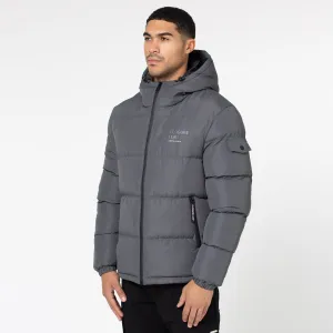 Easy Care Material Branded LDN Pocket Puffer Jacket | Charcoal