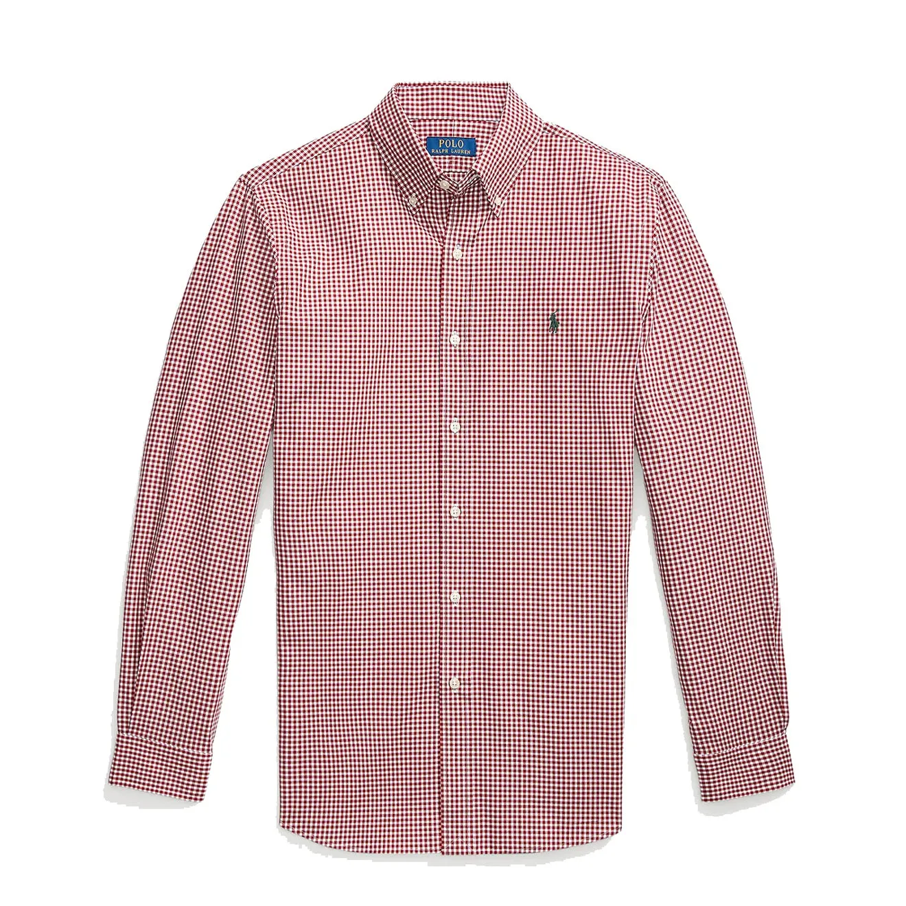 Multipurpose Layering Fabric Polo Ralph Lauren Custom Fit Gingham Stretch Poplin Shirt Wine / White