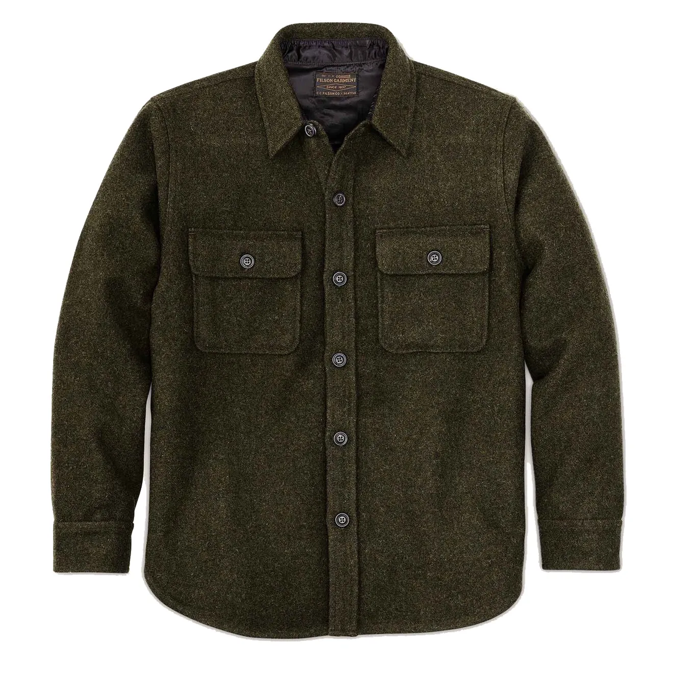 Heavyweight Durability Anti Static Lining Filson CPO Wool Jac-Shirt Forest Green
