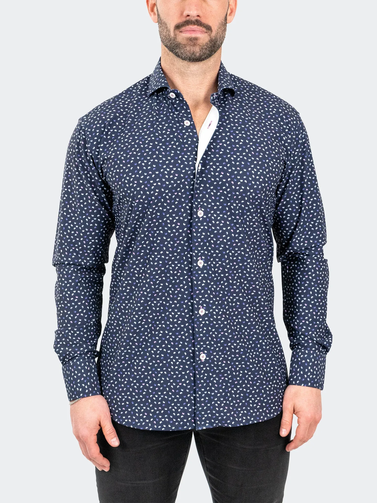 Anti Pill Technology Elegant Finish Einstein StretchMicroPaisley Navy