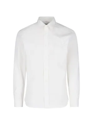 Vintage Wash Ekd' Logo Embroidered Shirt ?C White