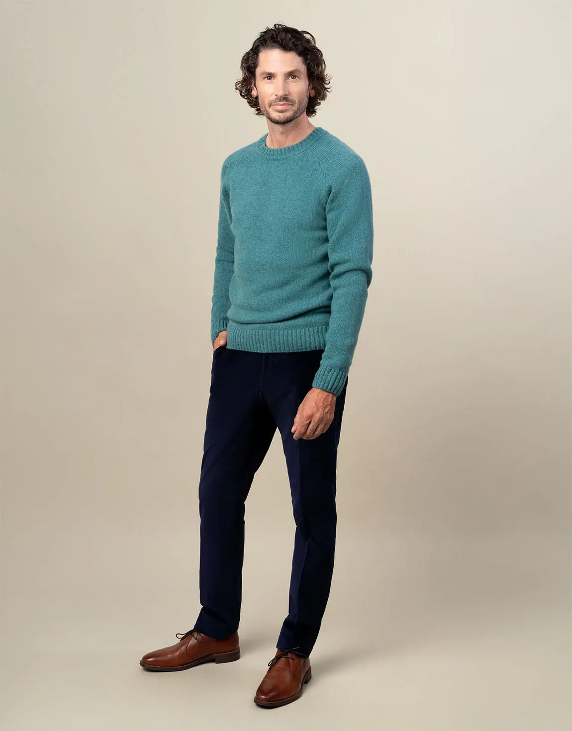 Polyester fabric Distressed finish Gambino Navy Stretch Corduroy Trouser