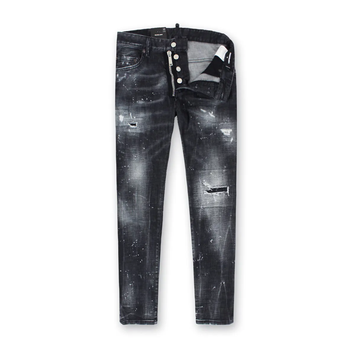 comfortable option Daily Attire DSQUARED2 - Black Powder Zip Wash Skater Jeans in Grey