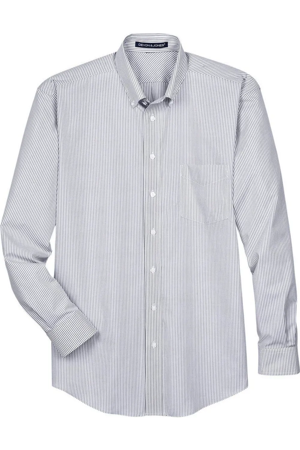 Devon & Jones Crown Collection Banker Stripe Woven Dress Shirt Weekend Outing Workwear Approved