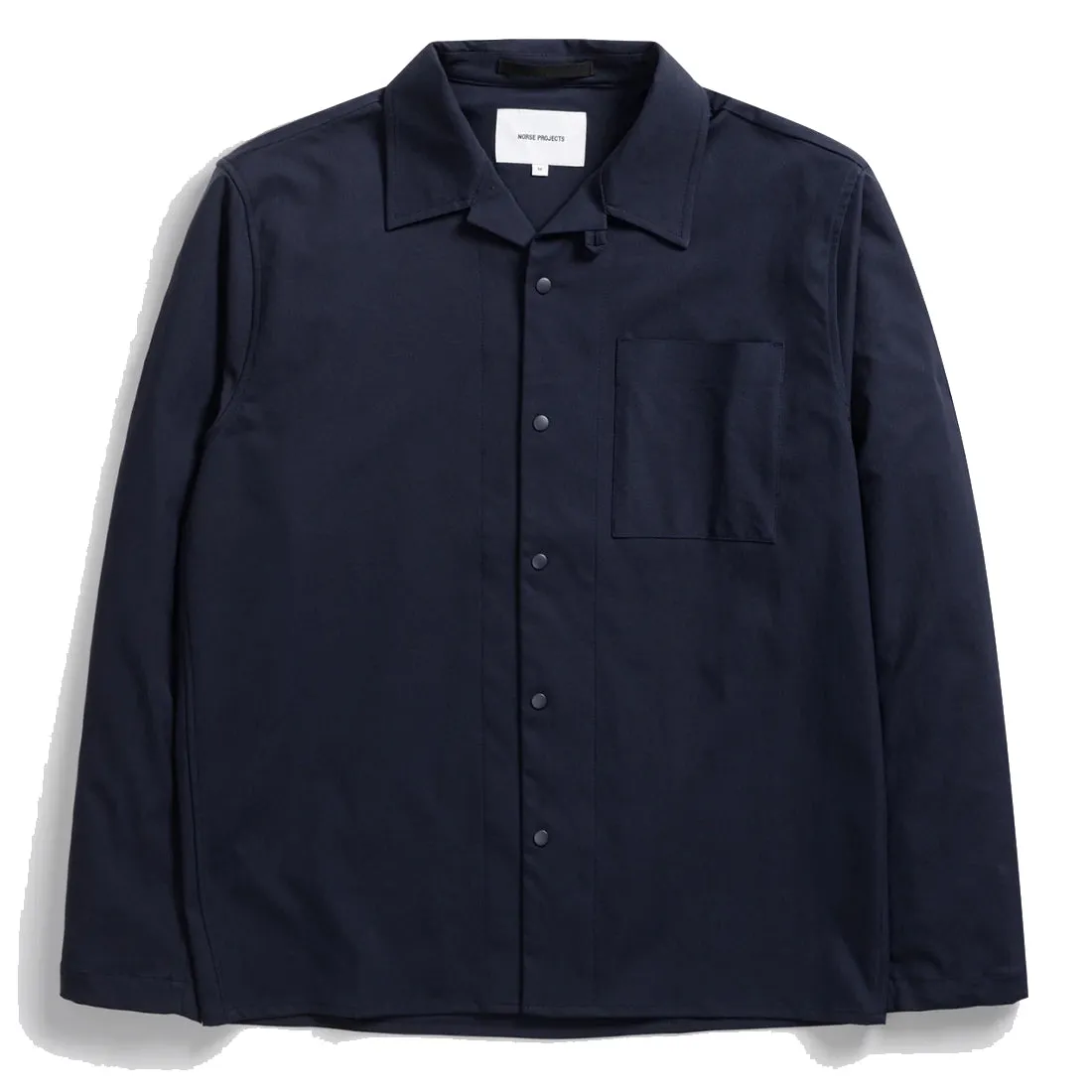 Asymmetrical Cut Norse Projects Carsten Solotex Twill LS Shirt Dark Navy