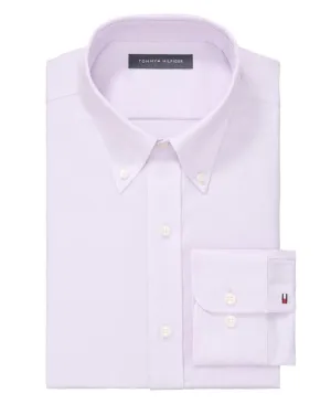 Light Comfort Flexible Knit Tommy Hilfiger Th Flex Dress Shirt Mens Lavender Long Sleeve Button Down MAC110