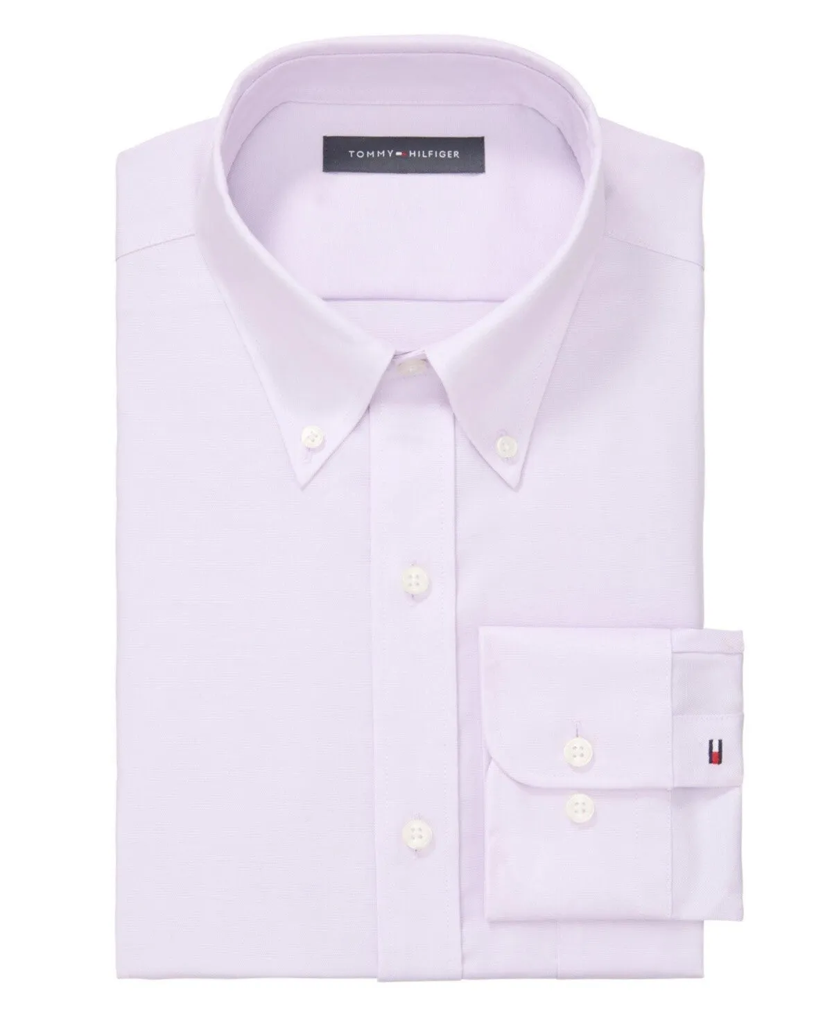 Light Comfort Flexible Knit Tommy Hilfiger Th Flex Dress Shirt Mens Lavender Long Sleeve Button Down MAC110