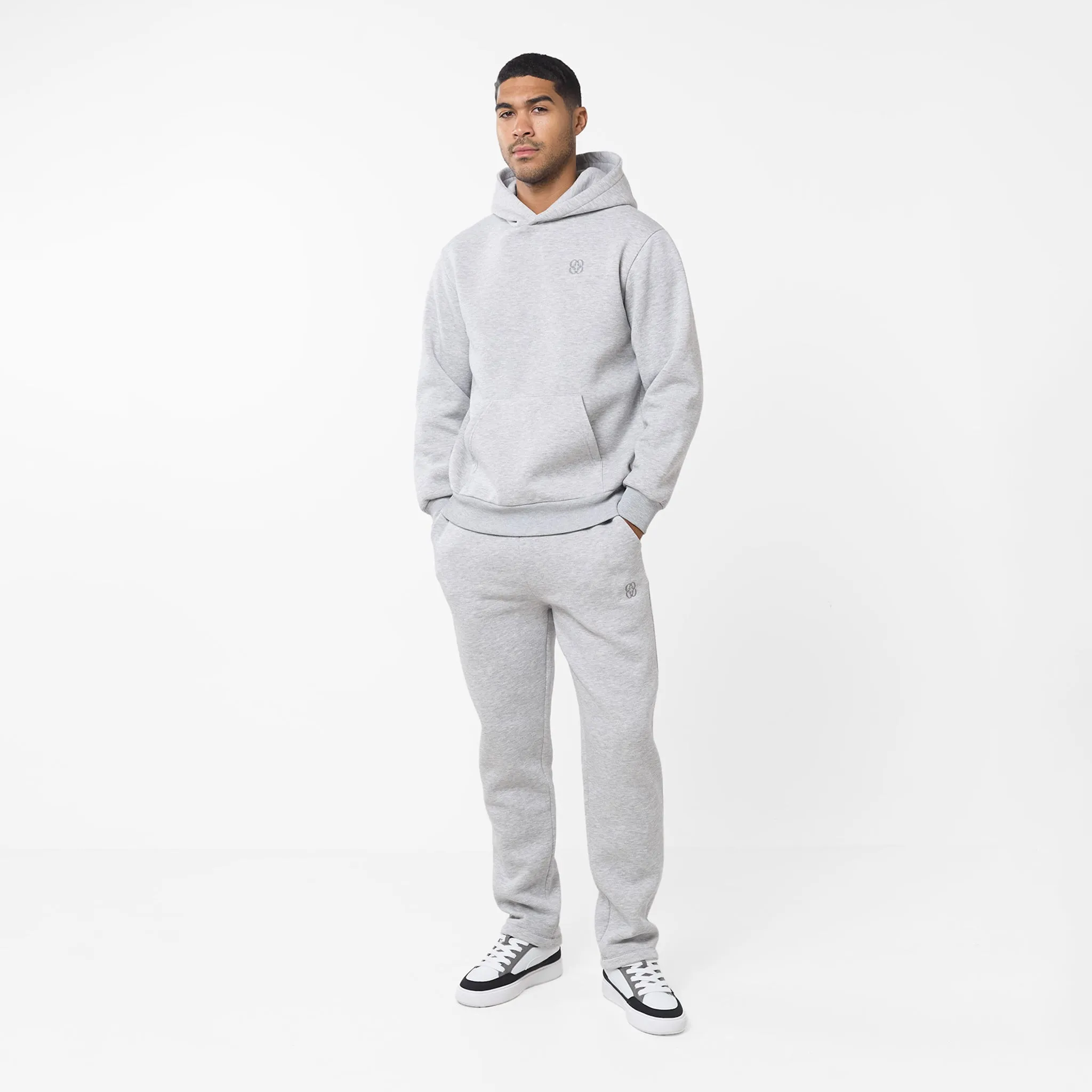 Embroidered Icon Hoodie | Grey Marl Lounge Style product home friendly comfort