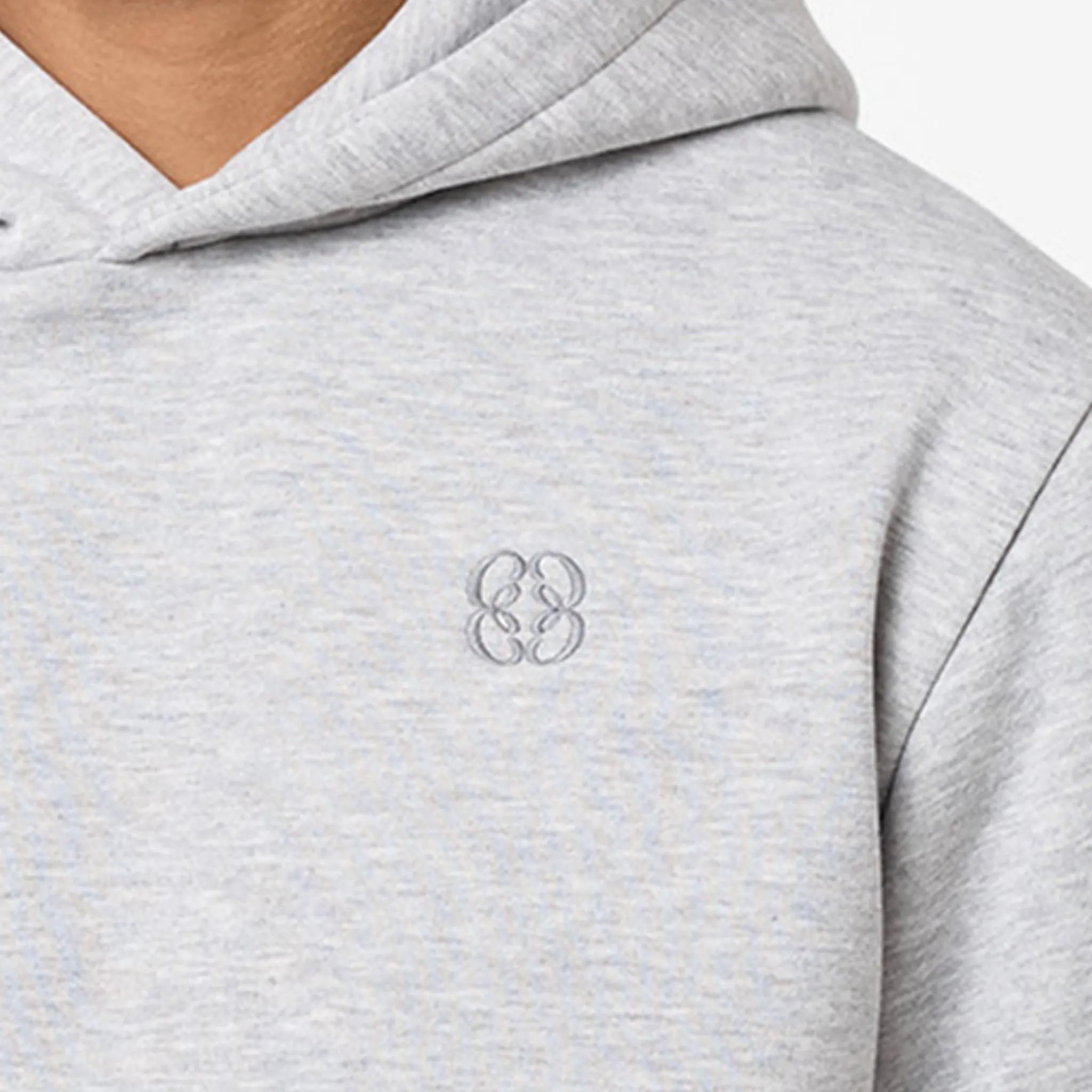 product bead charm Embroidered Icon Hoodie | Grey Marl