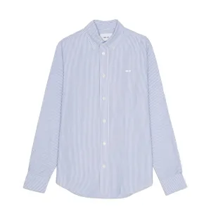 Matte Finish NN07 Colby BD Logo Regular Fit Oxford Shirt Blue Stripe