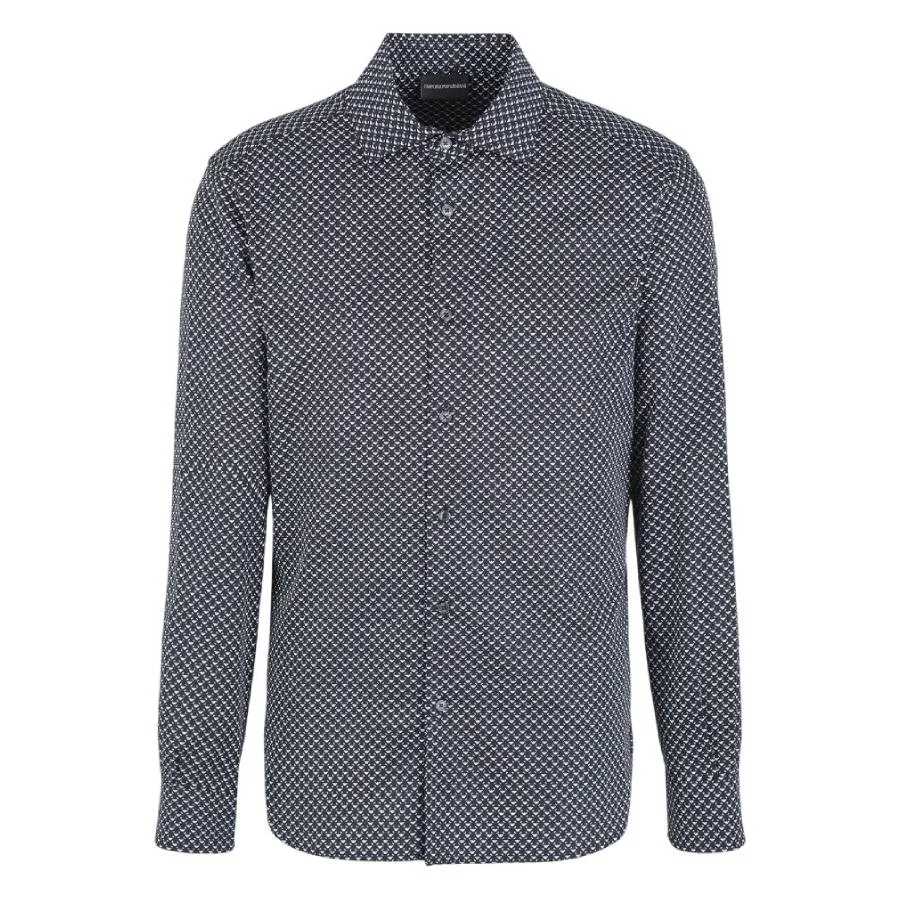 Emporio Armani All-Over Logo Print Cotton Shirt Anniversary Special