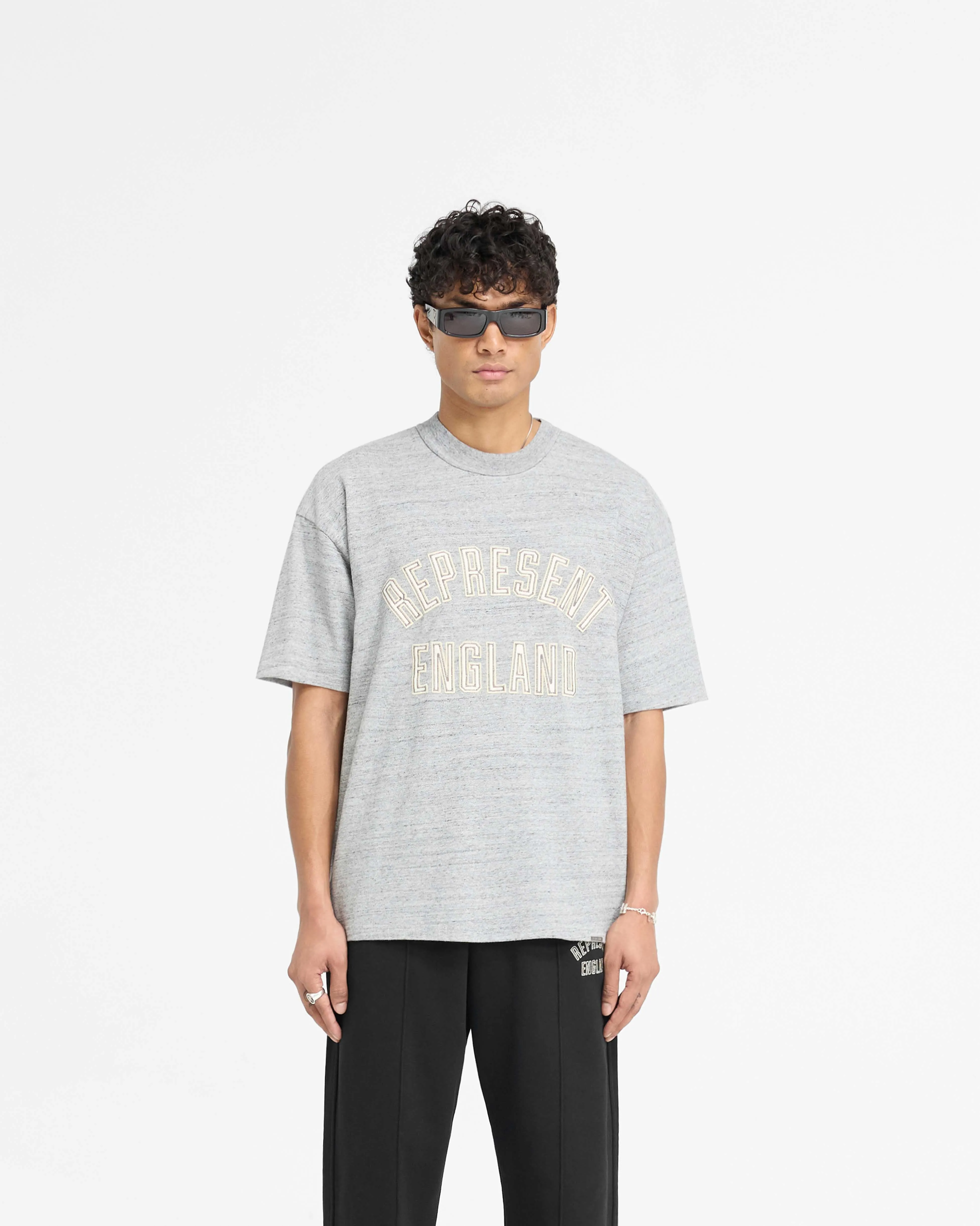 England Applique T-Shirt - Grey Marl No Fade Technology Sporty Fashion