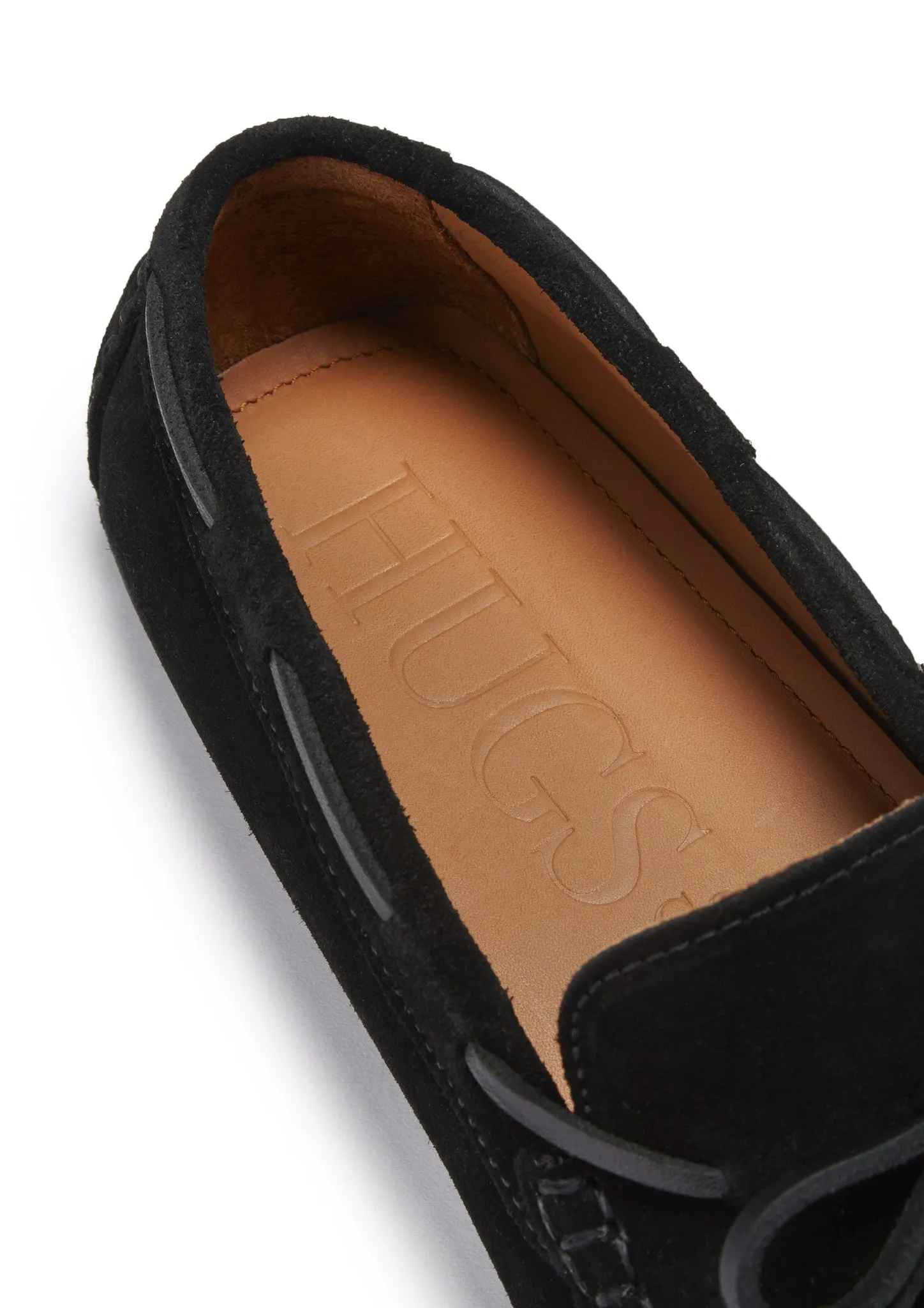 Step Even Laced Driving Loafers, black suede