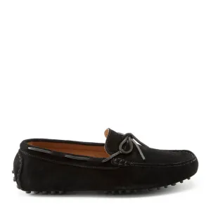 Air Cushion Stylish Cushioning Laced Driving Loafers, black suede