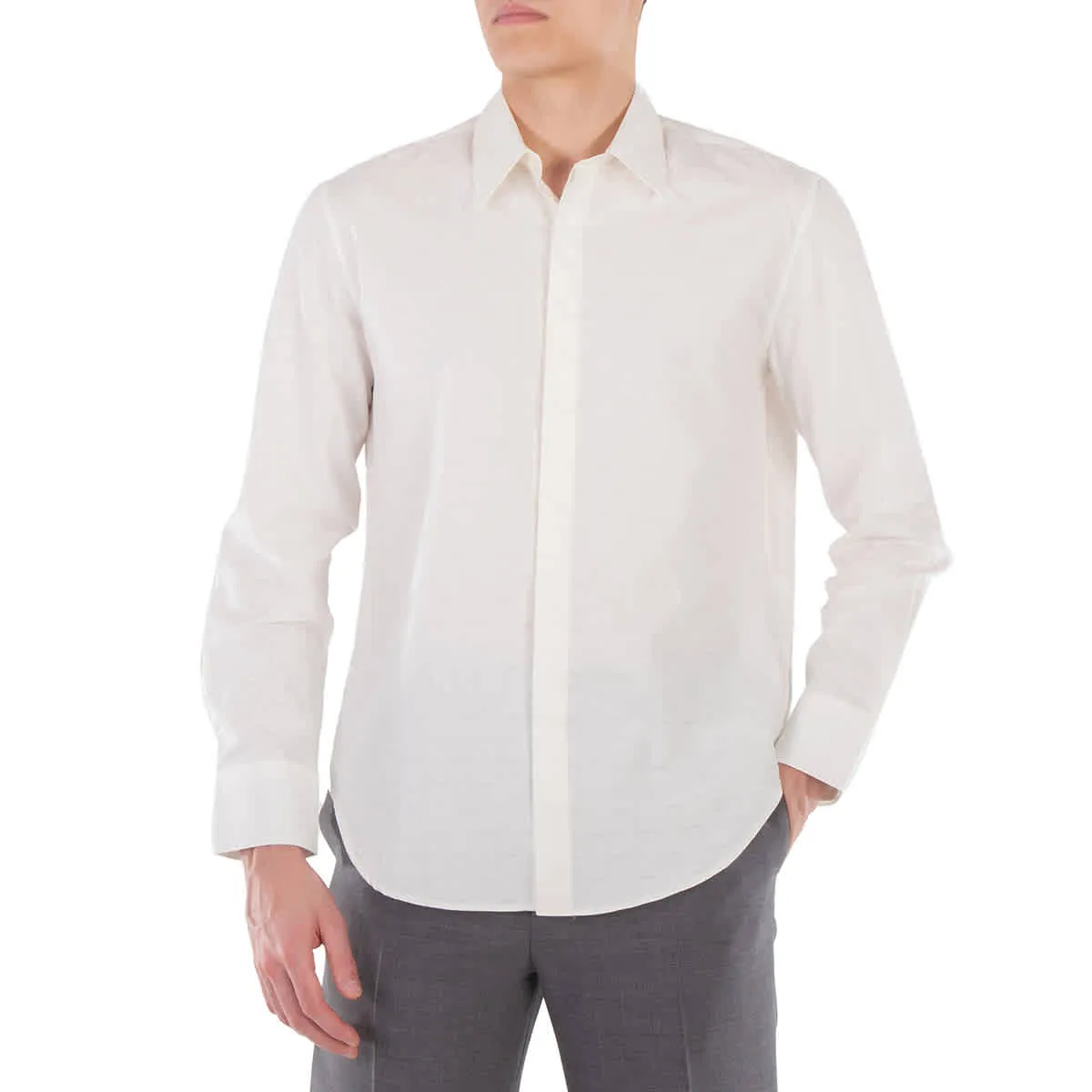 Durable Buttons Eco Friendly Material Ferragamo Long Sleeved Gancini Monogram Shirt