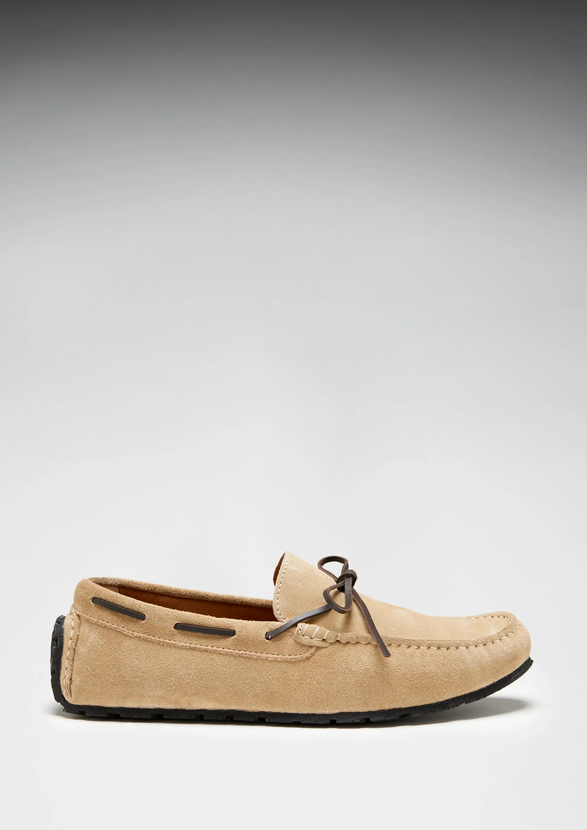Tyre Sole Laced Driving Loafers, taupe suede Elite Style Quick Stride