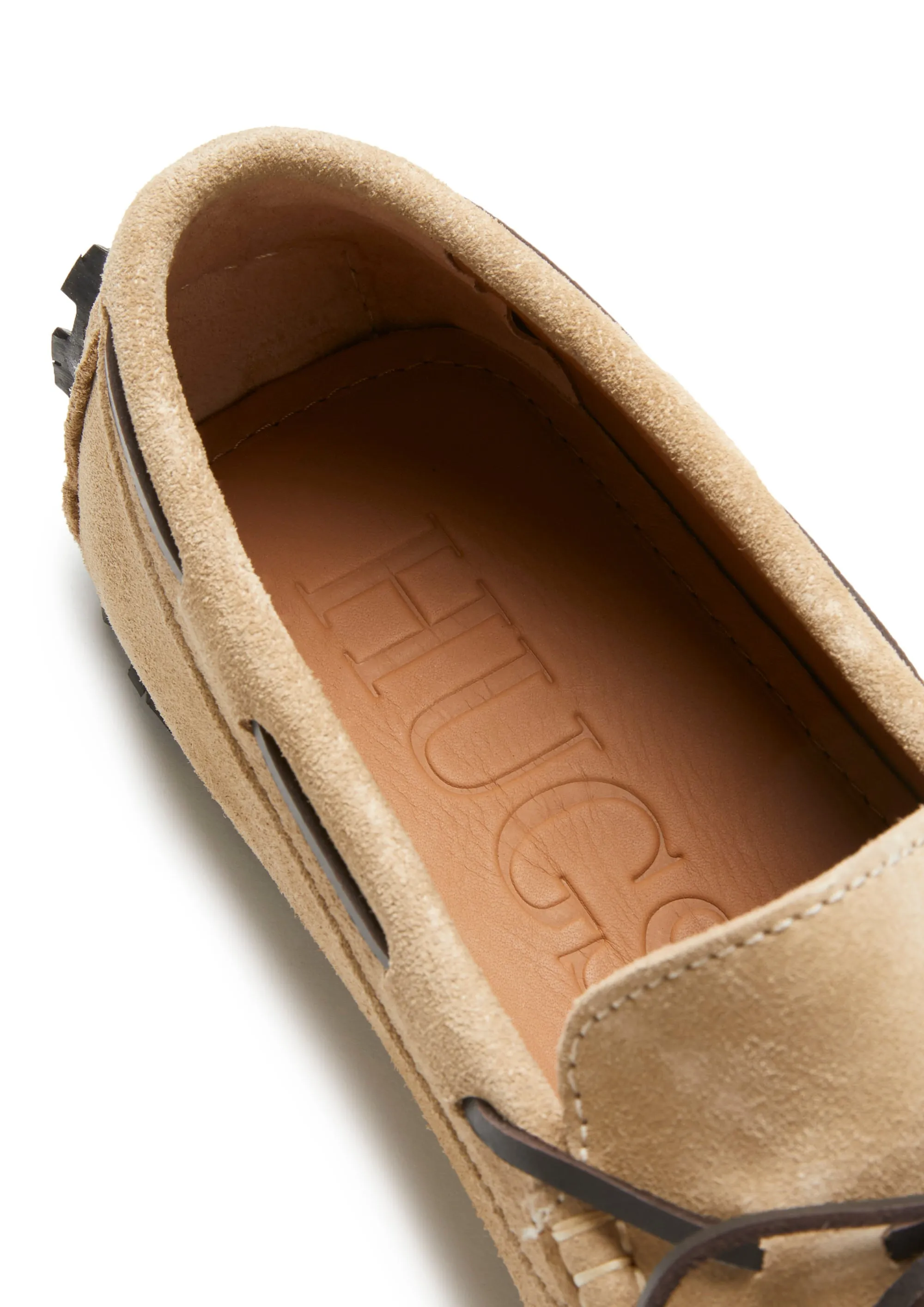 Tyre Sole Laced Driving Loafers, taupe suede Hold Steps Harbor Lights