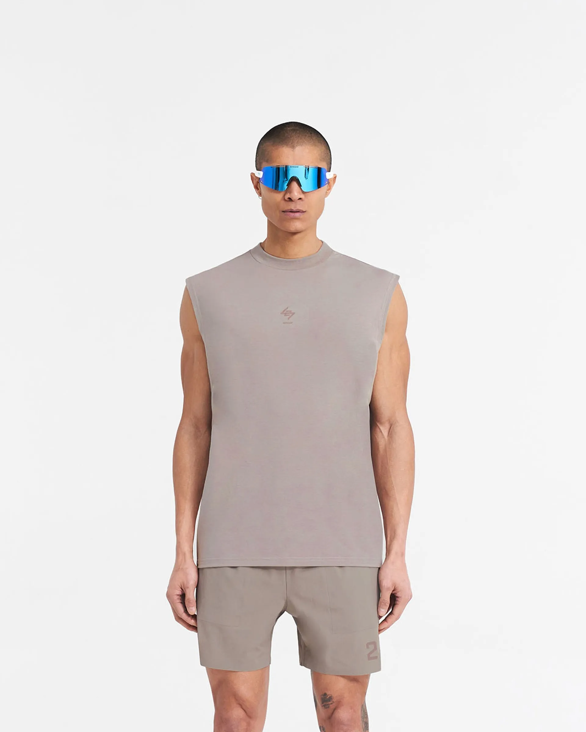 Breathable knit Chill Vibes 247 Oversized Tank - Cinder