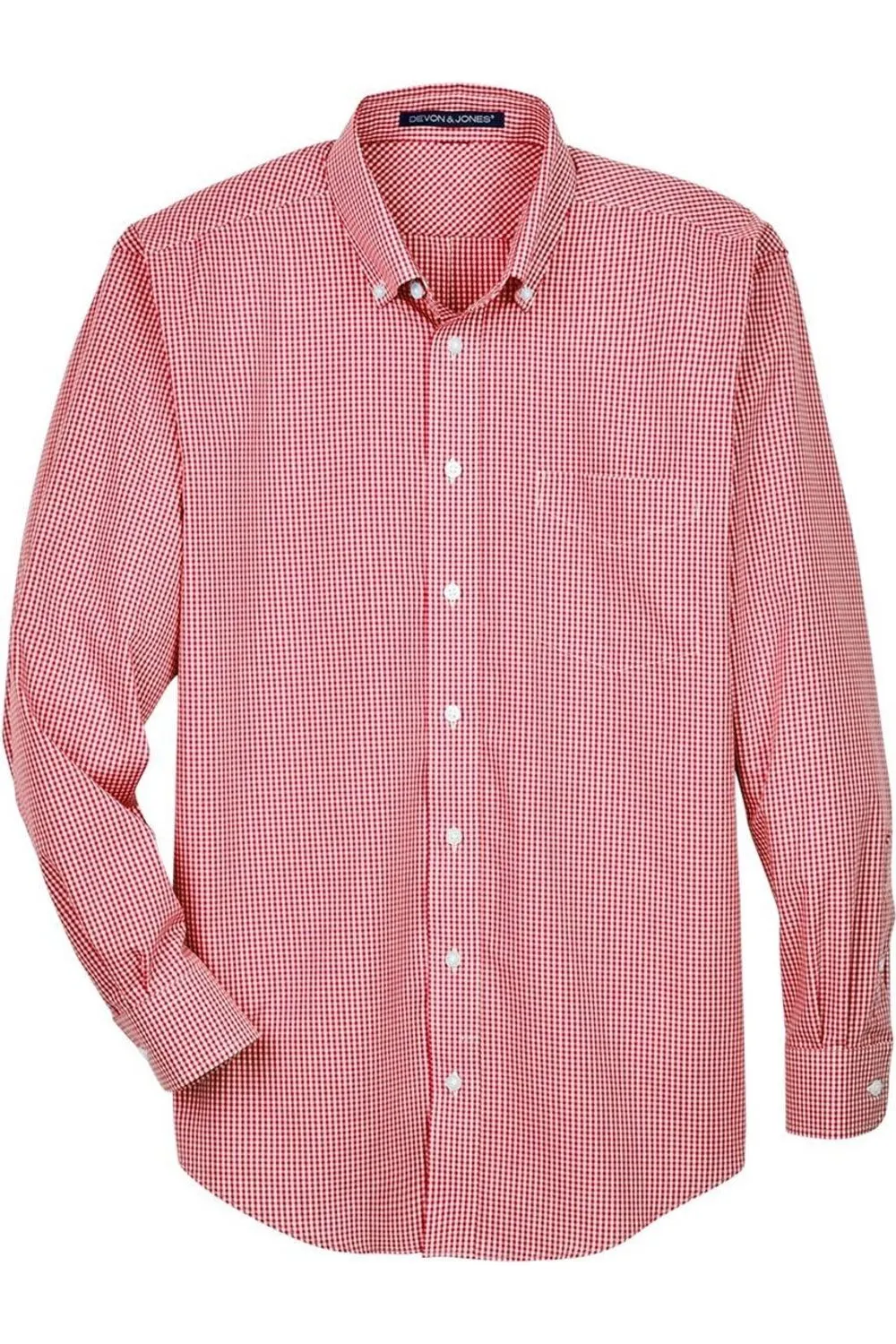Neutral Colors Devon & Jones Crown Collection Gingham Check Woven Dress Shirt