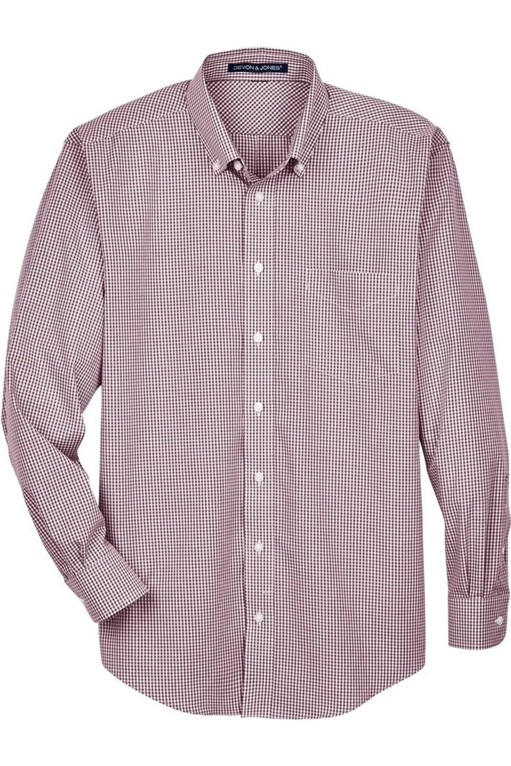 Devon & Jones Crown Collection Gingham Check Woven Dress Shirt Smooth Finish Comfortable Design