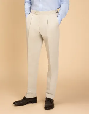 Slim Comfort Evans Beige Linen-Cotton Trouser