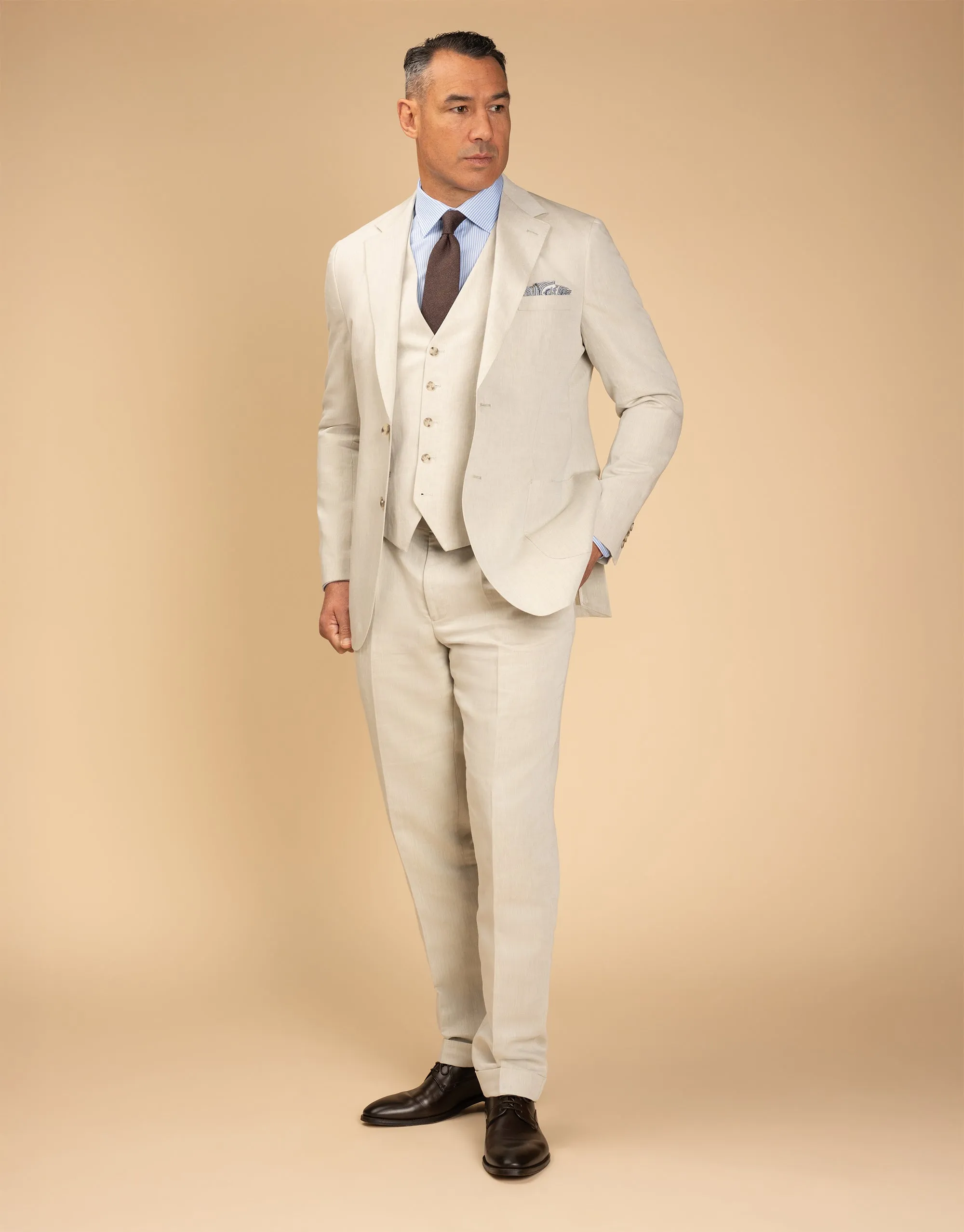 Evans Beige Linen-Cotton Trouser No Chafe All Purpose Wear