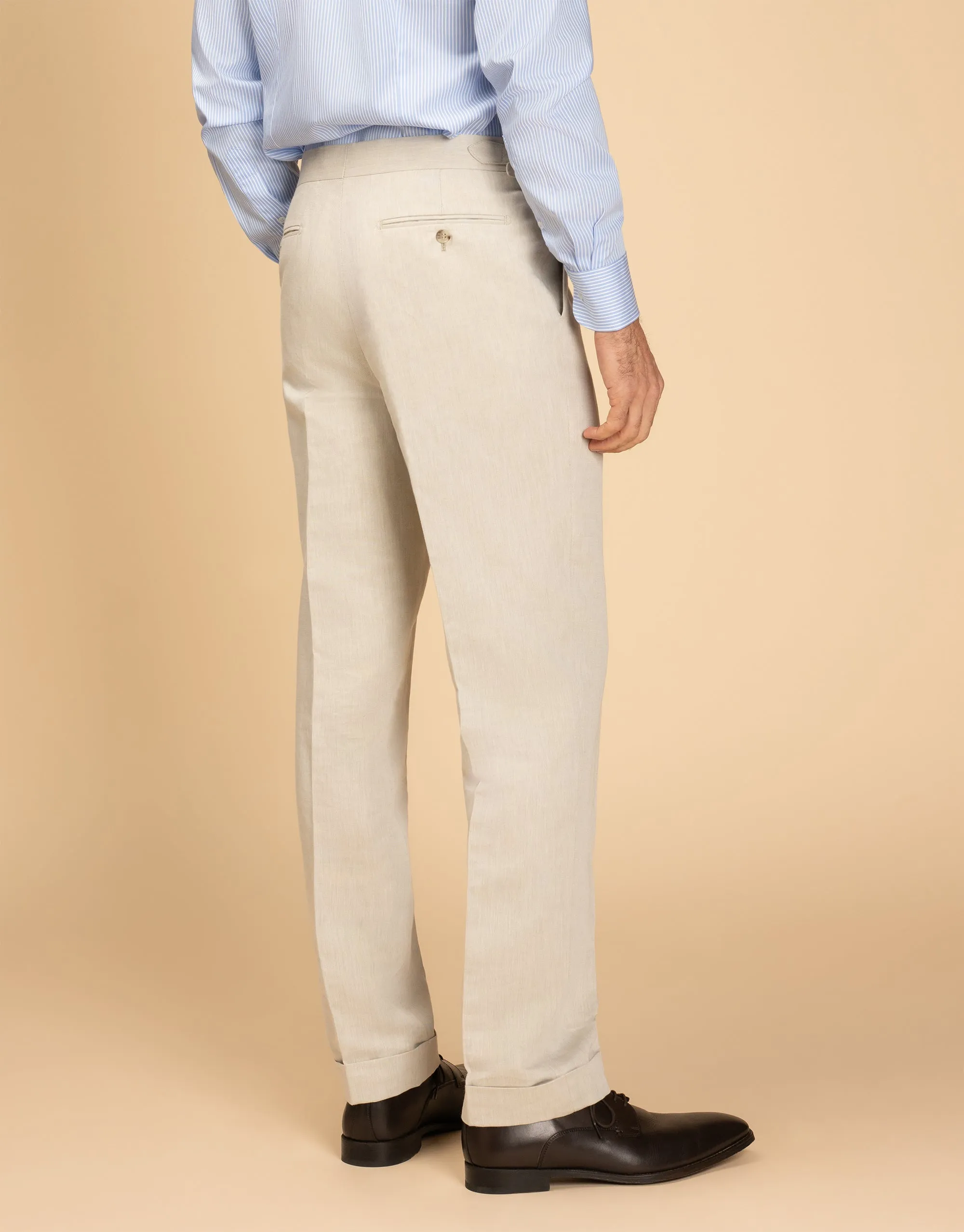 No Pinch Evans Beige Linen-Cotton Trouser