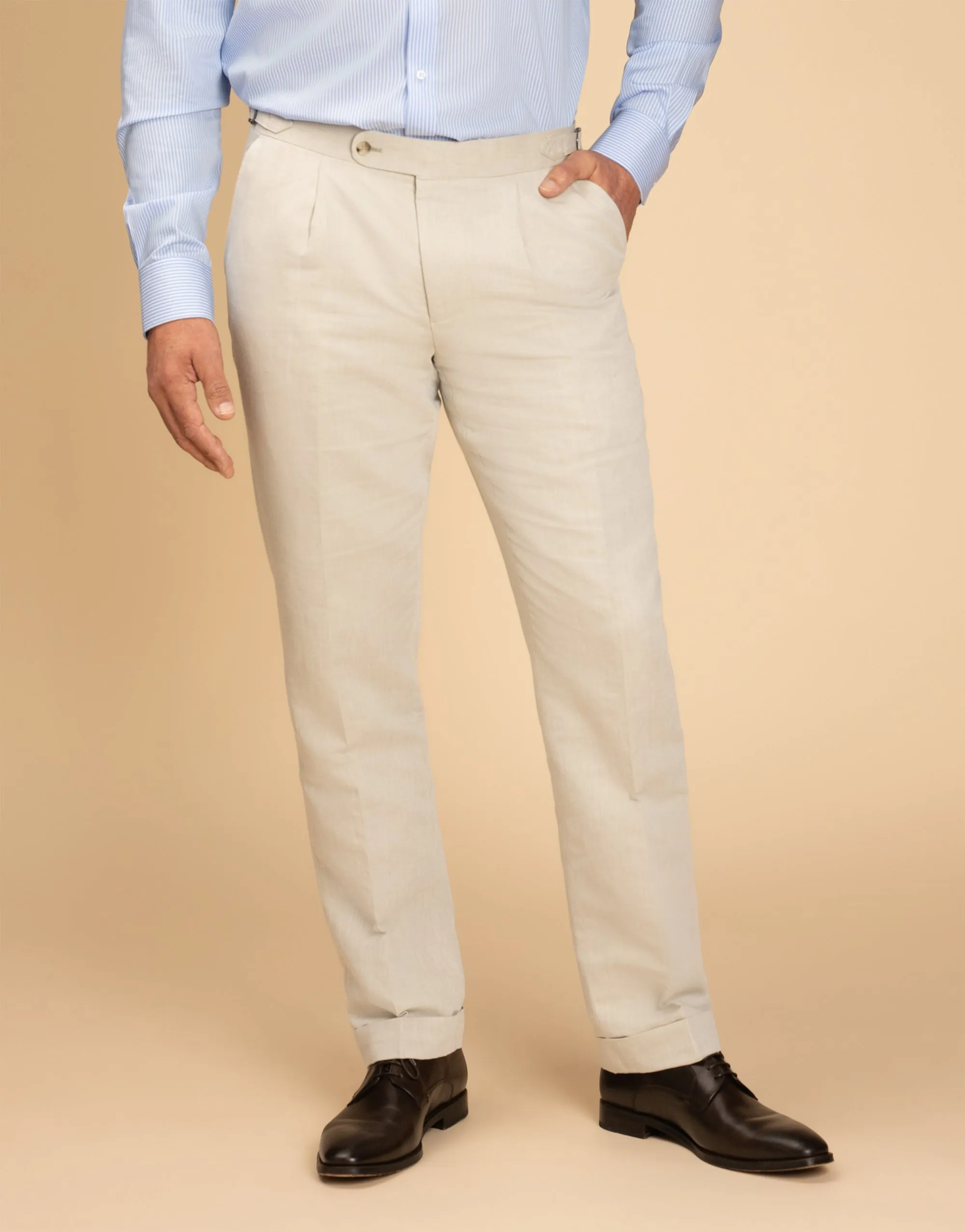 Chilly Wear Smooth zipper closure Evans Beige Linen-Cotton Trouser