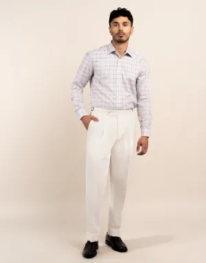 Evans White Linen-Cotton Trouser Core Cut