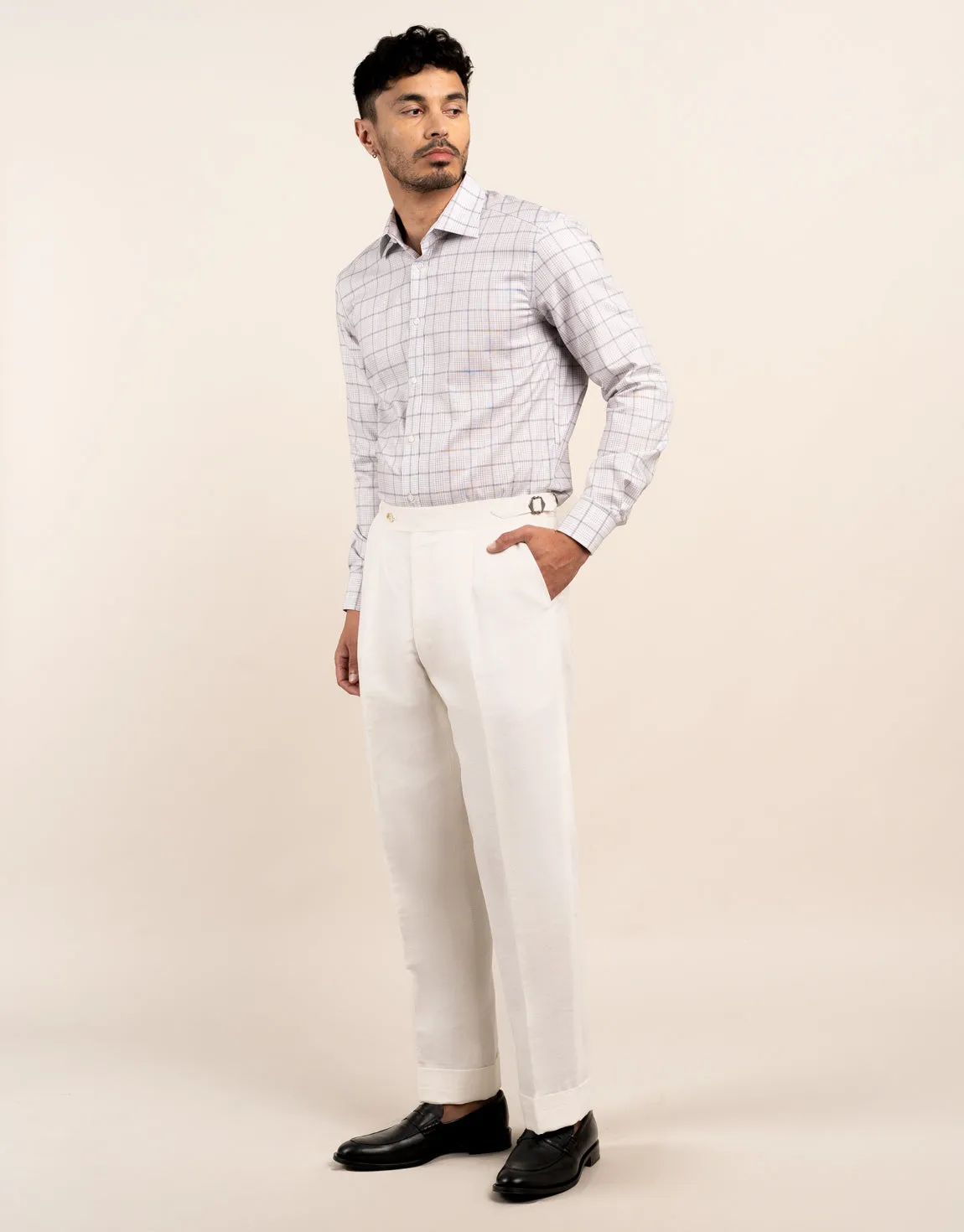 Evans White Linen-Cotton Trouser Easy Care Fabric Finish