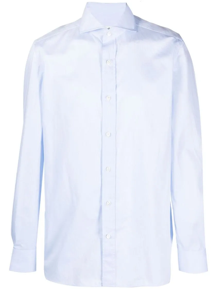Optical White Cotton Shirt With Spread Collar Abrasion Resistant Edges