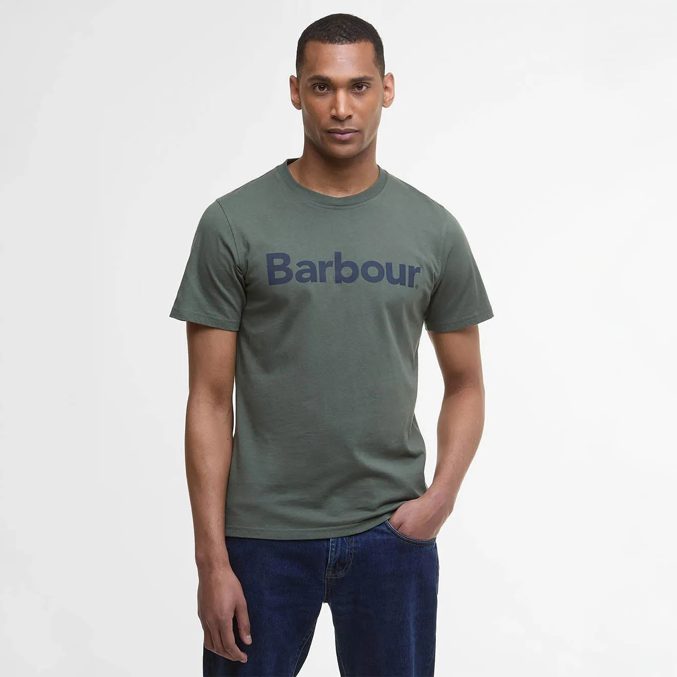 Barbour Logo T-Shirt Thyme Stretch Fit Cozy Touch