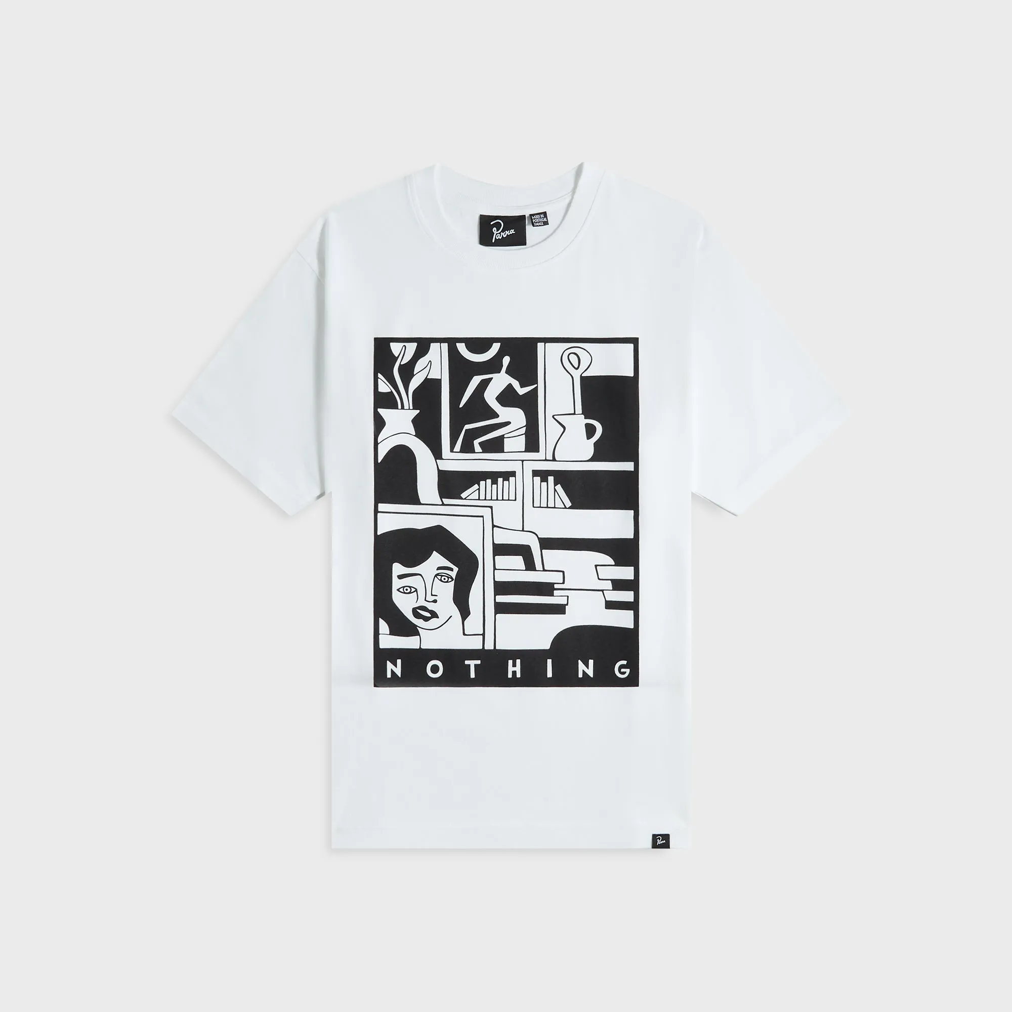 by Parra Our House Tee - White All-Day Comfort Wear Layered Hem Design