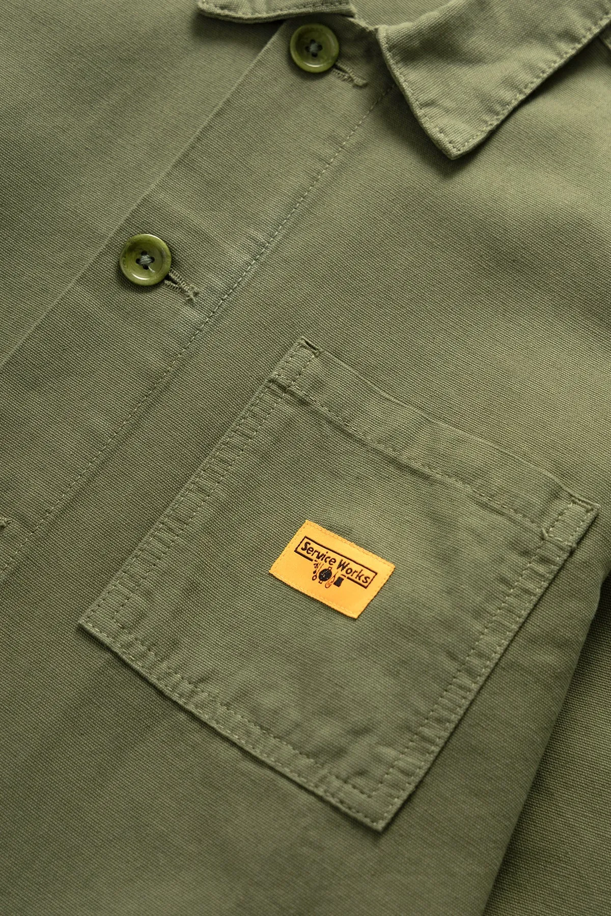 Pre Shrunk Cotton Blend Service Works Classic Coverall Jacket Olive