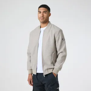 Faux Wool Smart Bomber | Taupe Effortless Travel Wear FullCoverageHood