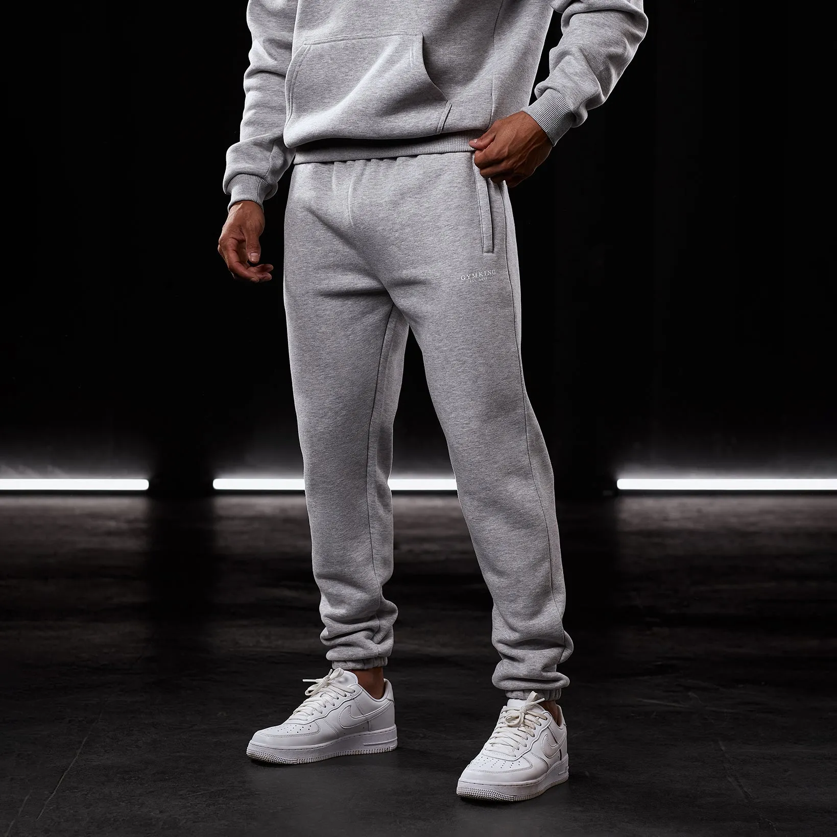 Gym King Oversized Logo Jogger - Light Grey Marl Sweat Resistant
