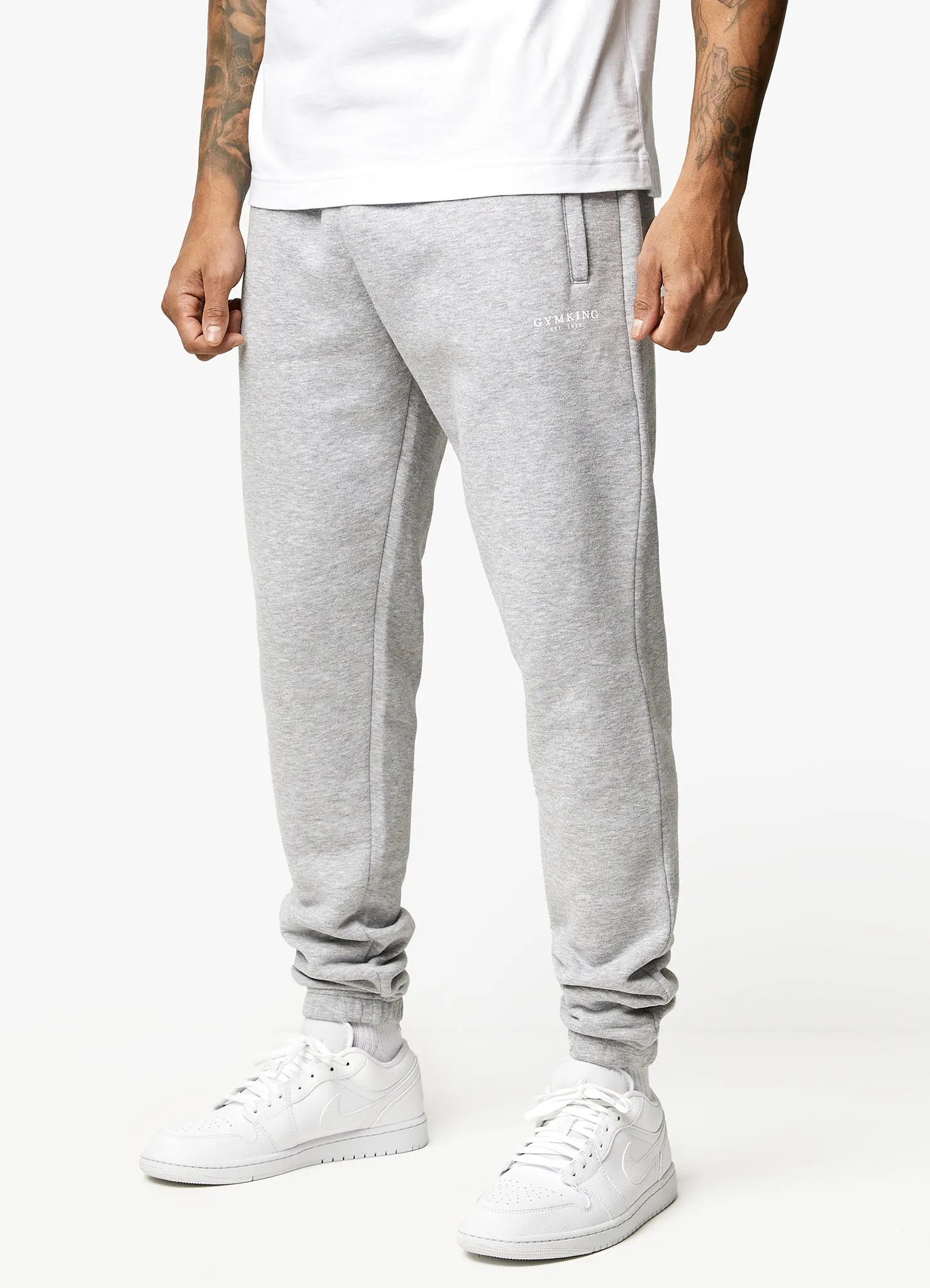 Ergonomic Cut Organic Cotton Gym King Oversized Logo Jogger - Light Grey Marl