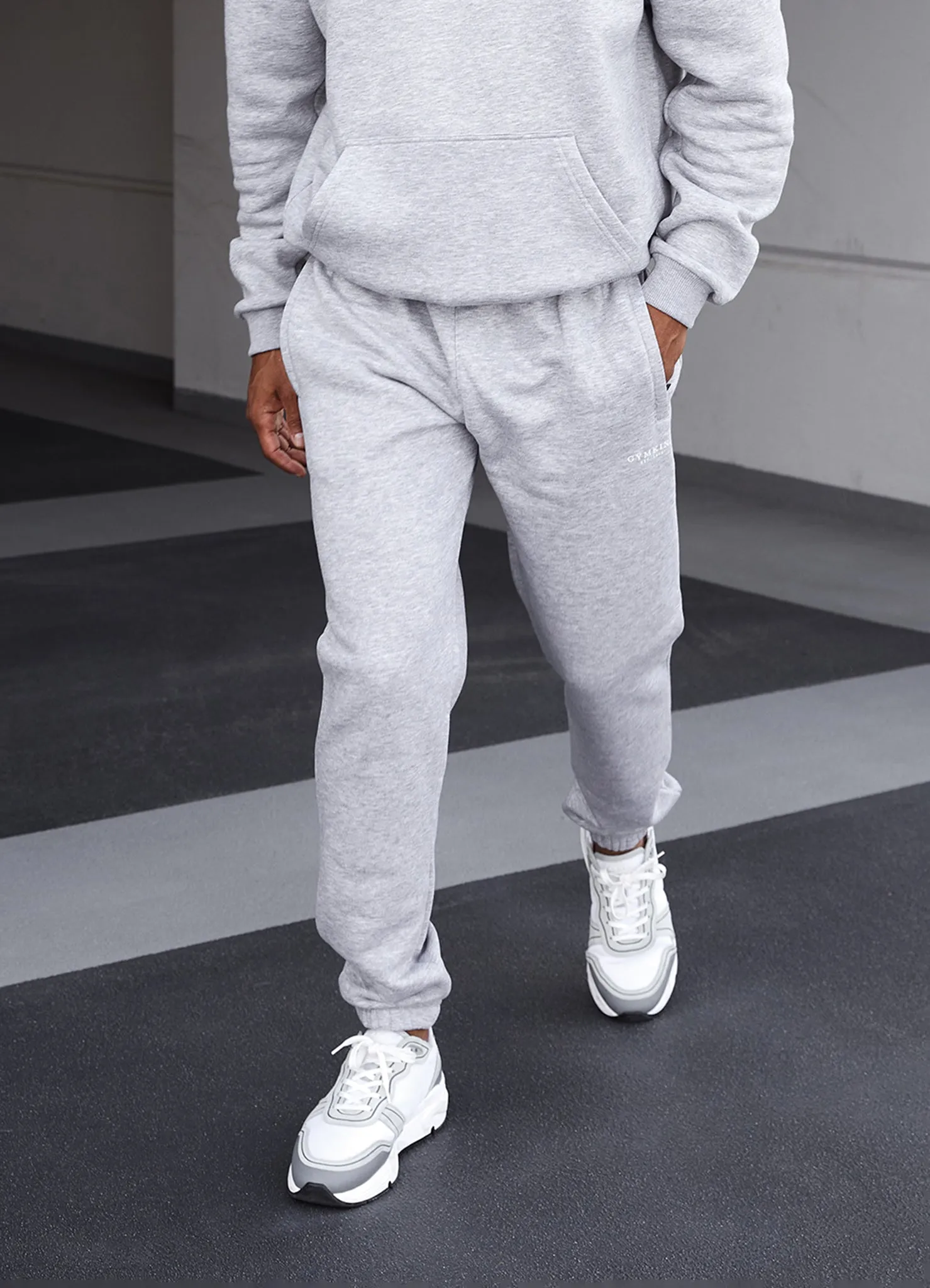 Gym King Oversized Logo Jogger - Light Grey Marl Freedom Fit Functional Fit