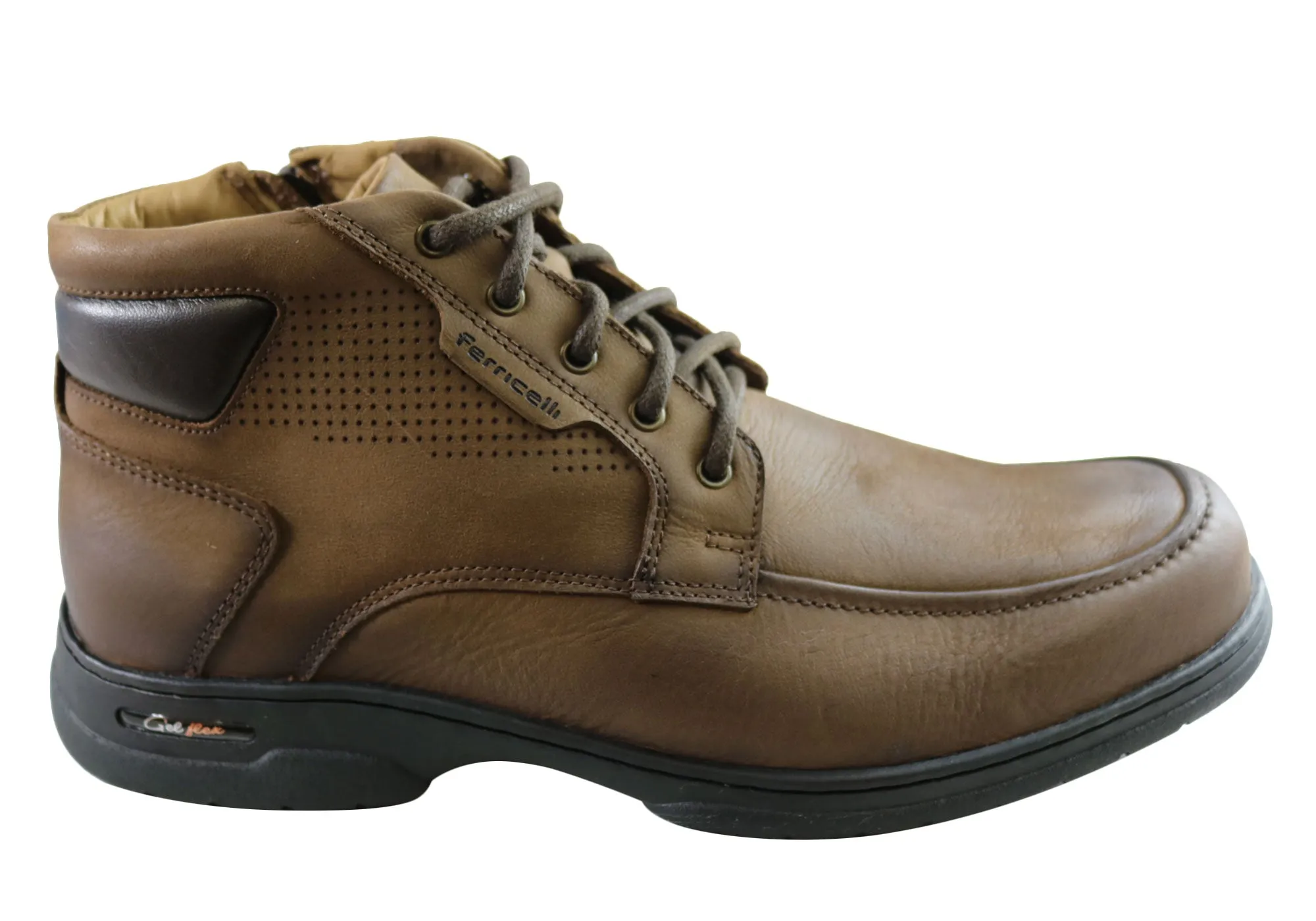 Ferricelli Banks Mens Leather Gel Flex Comfort Boots Made In Brazil Mud Resistant Trail Exploration Cushioned Footbed