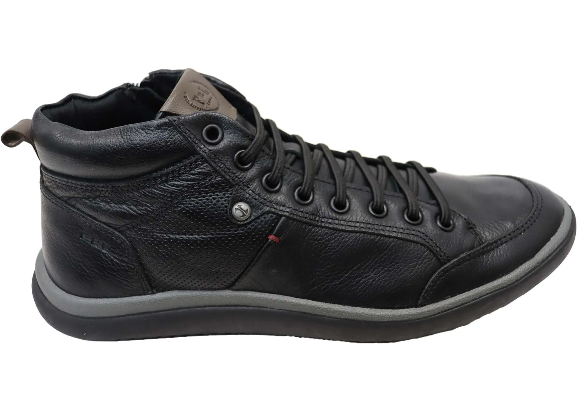 Subtle Lines High-Top Style Ferricelli Dorado Mens Comfortable Leather Casual Boots Made In Brazil