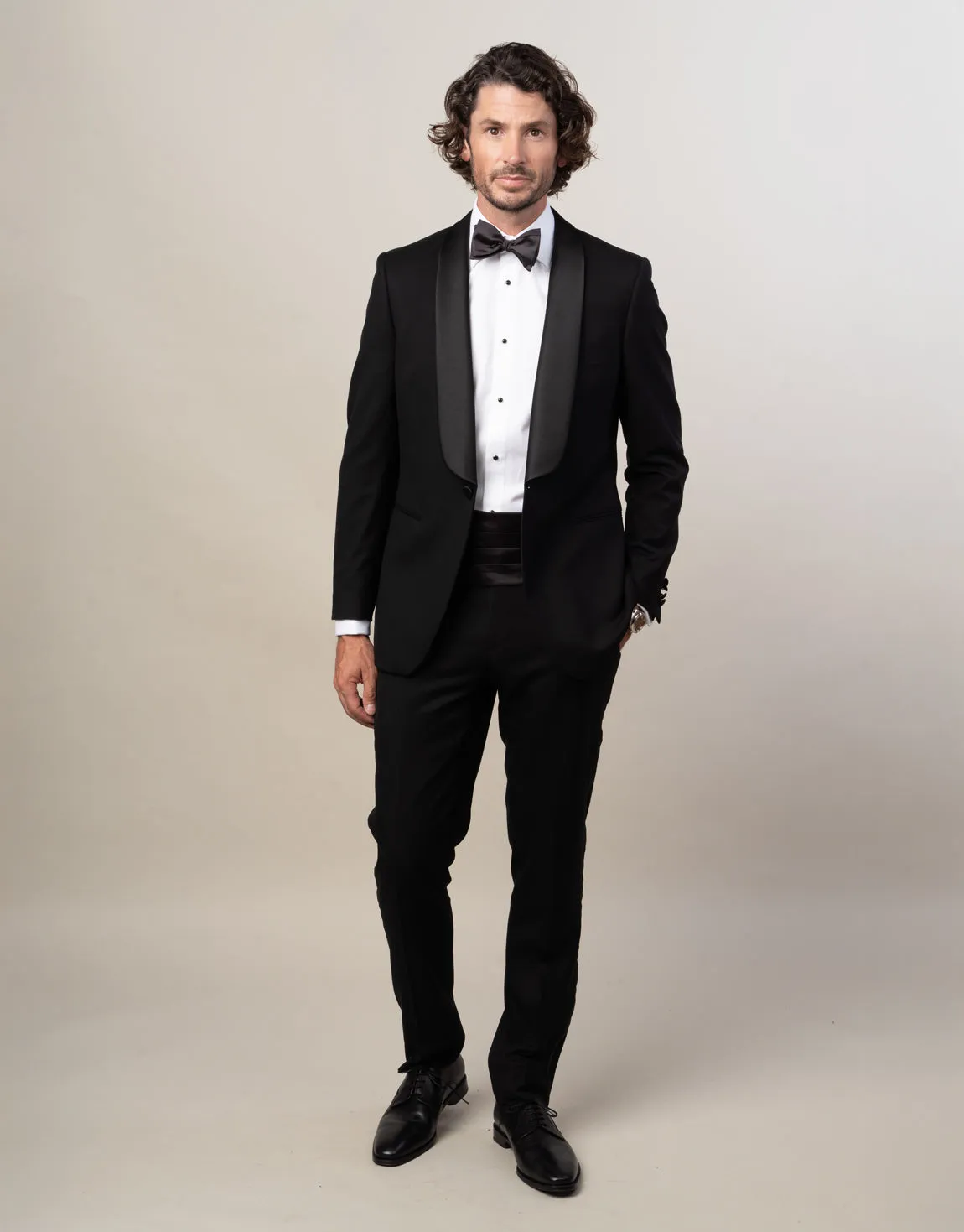 Layered Comfort Non-Binding Fit Ferry Jet Black Tuxedo Suit Trouser
