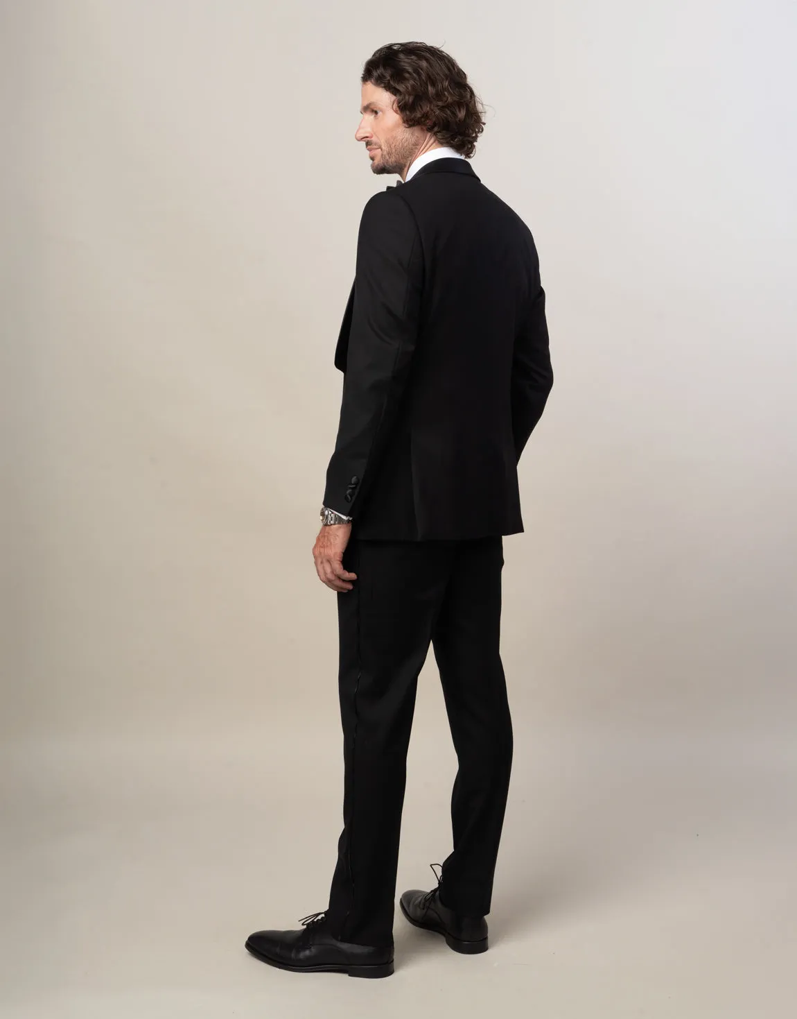 Ferry Jet Black Tuxedo Suit Trouser Chic Appeal NonIrritatingStitching