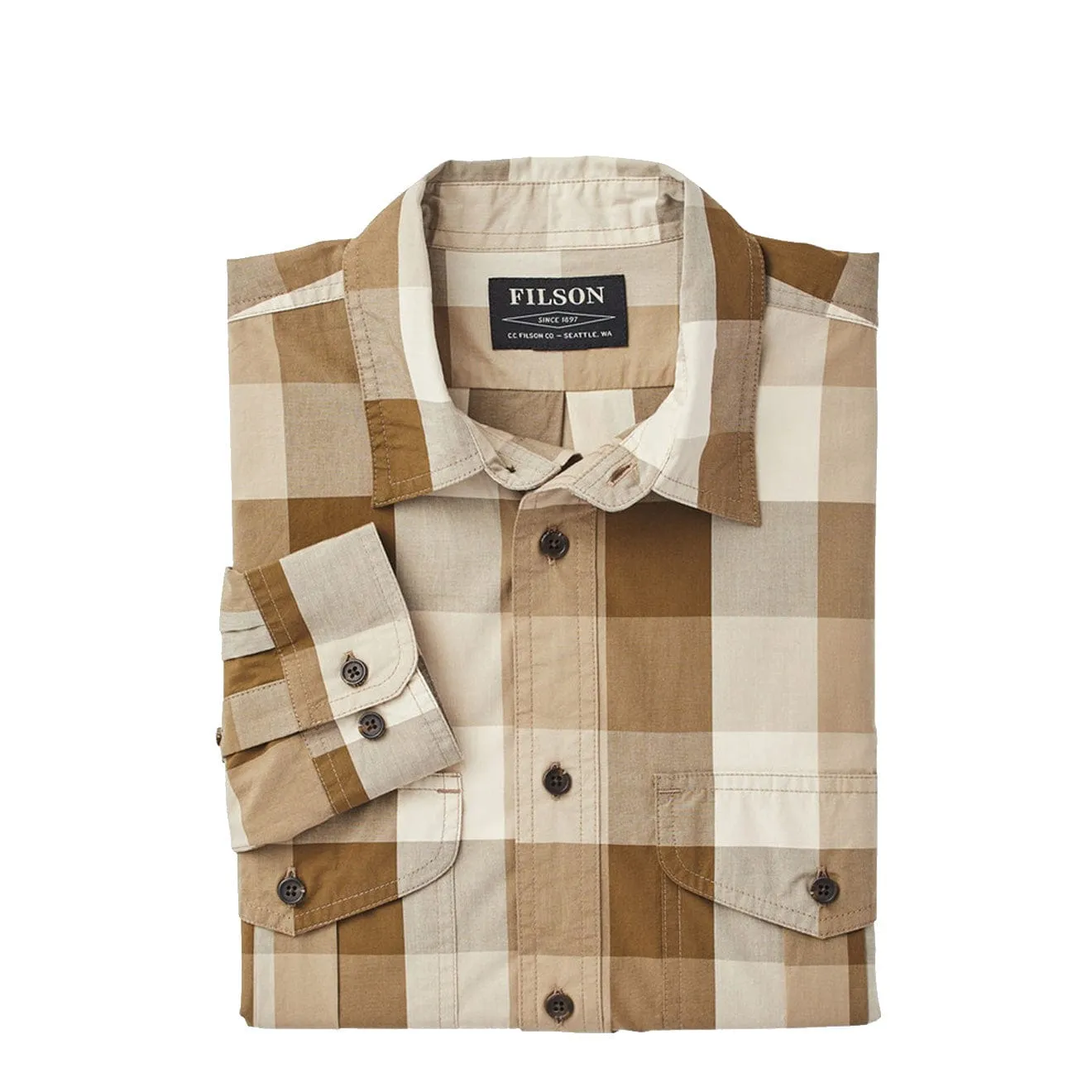 Minimalist Closure Filson Feather Cloth Shirt Tan Olive Khaki